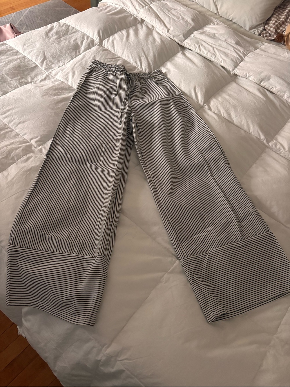 Vici Black & White Striped Wide-Leg Chinos
